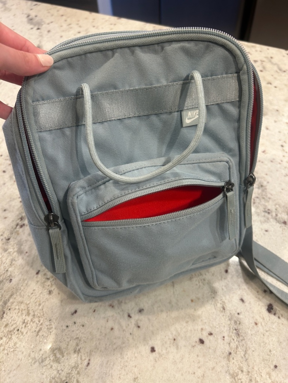 NIKE light Blue women’s purse mini backpack with pink interior - Picture 4 of 9